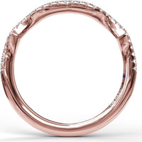 Curved Diamond Wedding Band with Pavé Set Round Diamonds by Fana - 0.15 Carat Total Diamond Weight