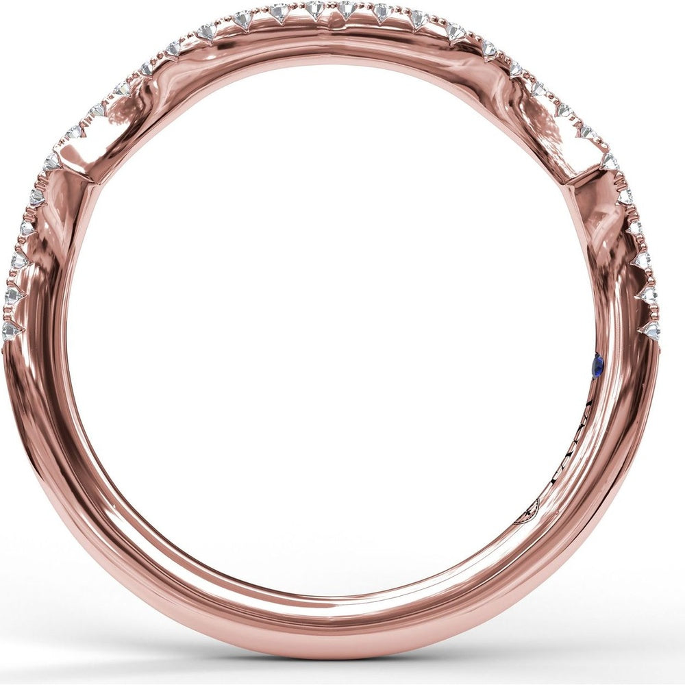 Curved Diamond Wedding Band with Pavé Set Round Diamonds by Fana - 0.15 Carat Total Diamond Weight