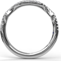 Curved Diamond Wedding Band with Pavé Set Round Diamonds by Fana - 0.15 Carat Total Diamond Weight