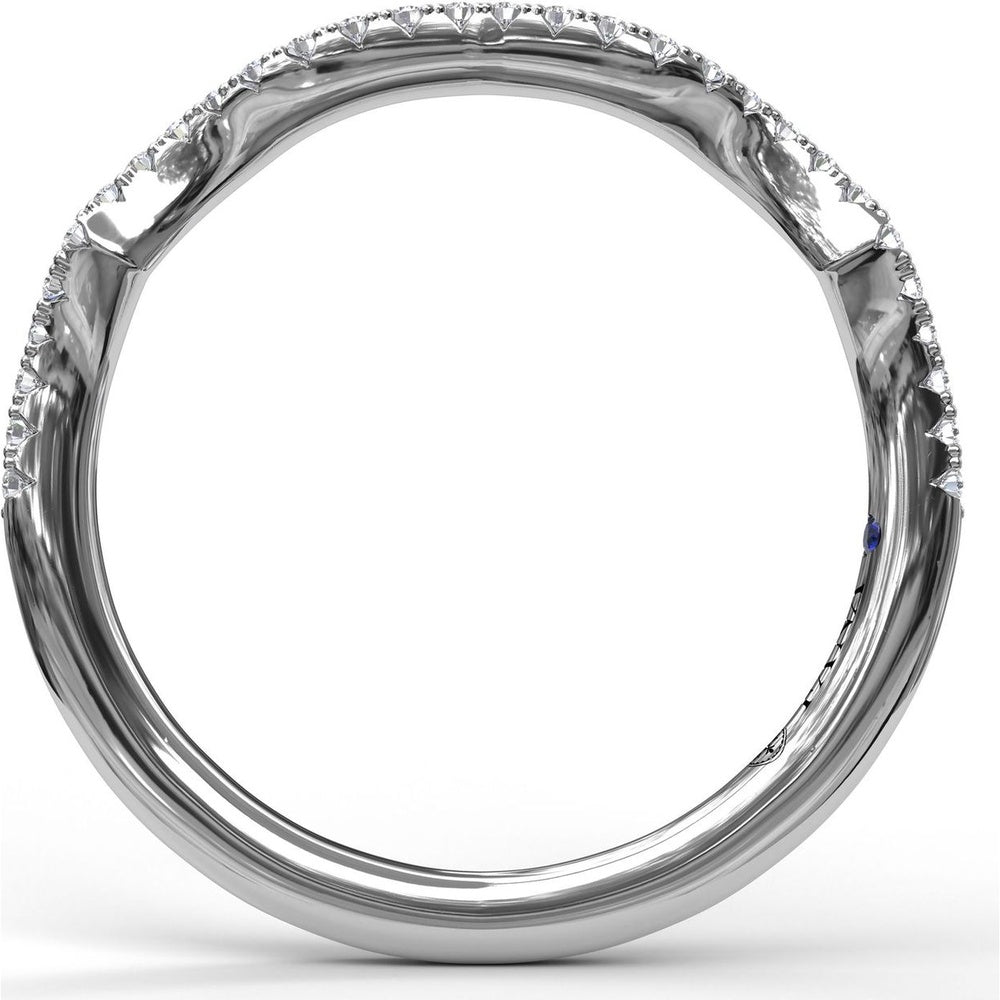 Curved Diamond Wedding Band with Pavé Set Round Diamonds by Fana - 0.15 Carat Total Diamond Weight