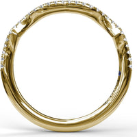 Curved Diamond Wedding Band with Pavé Set Round Diamonds by Fana - 0.15 Carat Total Diamond Weight