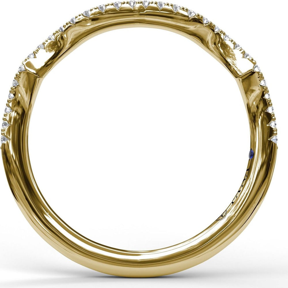 Curved Diamond Wedding Band with Pavé Set Round Diamonds by Fana - 0.15 Carat Total Diamond Weight