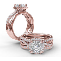 Curved Diamond Wedding Band with Pavé Set Round Diamonds by Fana - 0.17 Carat Total Diamond Weight