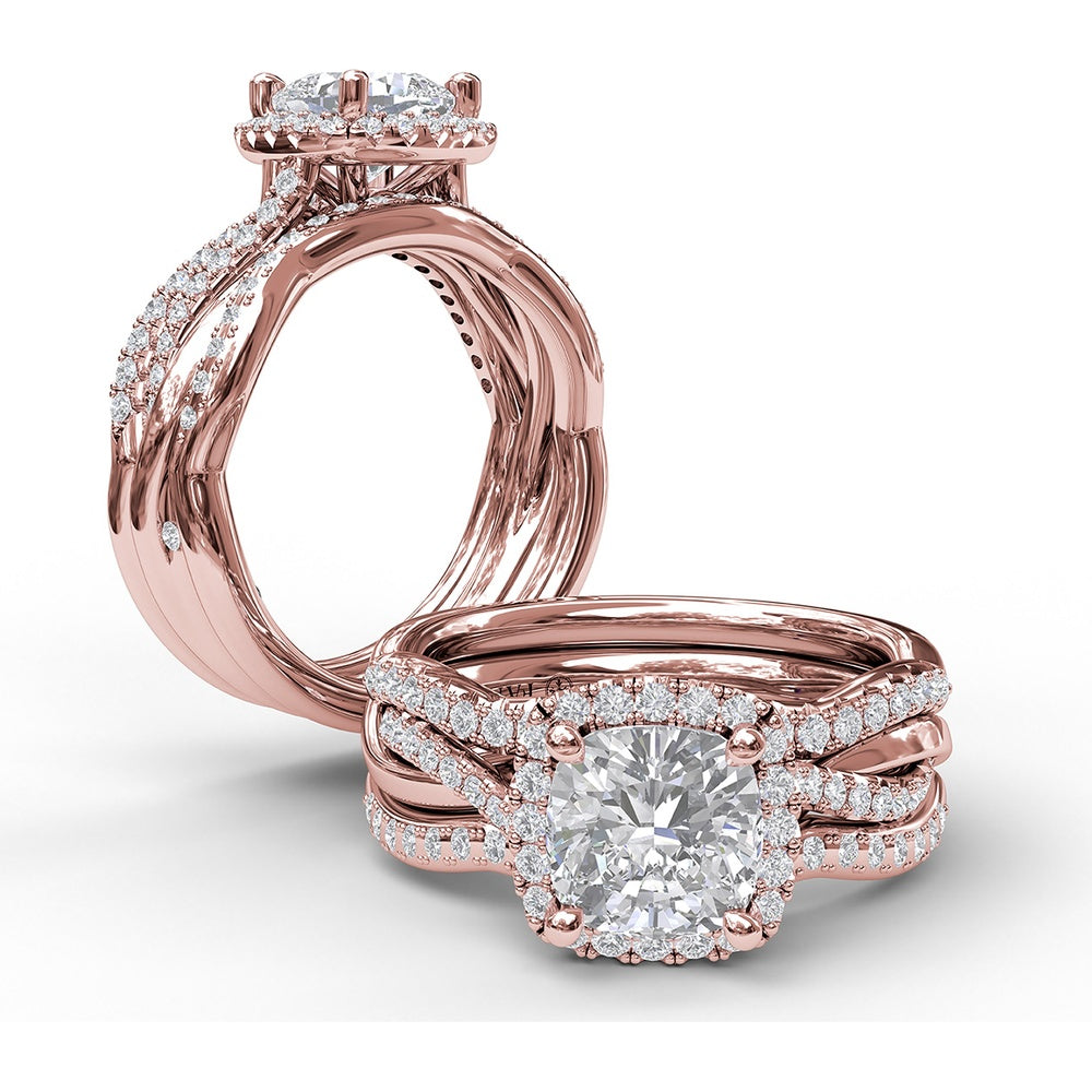 Curved Diamond Wedding Band with Pavé Set Round Diamonds by Fana - 0.17 Carat Total Diamond Weight