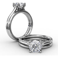Curved Diamond Wedding Band with Round Brilliant Cut Diamonds by Fana