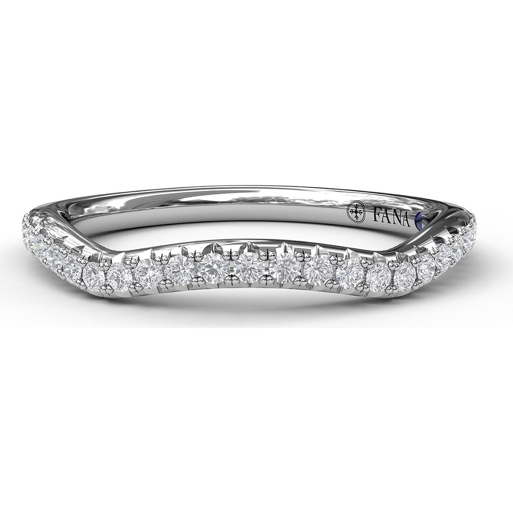 Curved Diamond Wedding Band with Shared-Prong Set Round Diamonds by Fana - 0.21 Carat Total Diamond Weight
