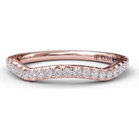 Curved Diamond Wedding Band with Shared-Prong Set Round Diamonds by Fana - 0.21 Carat Total Diamond Weight