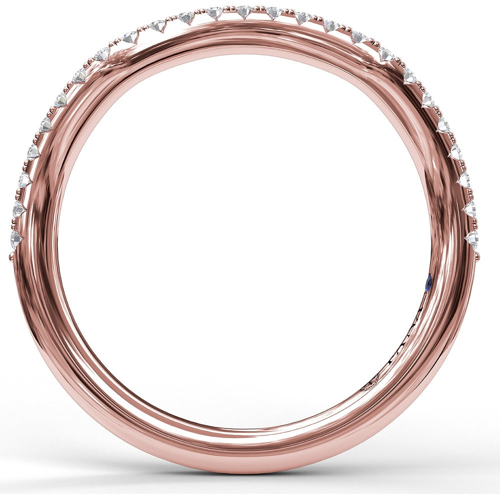 Curved Diamond Wedding Band with Shared-Prong Set Round Diamonds by Fana - 0.21 Carat Total Diamond Weight