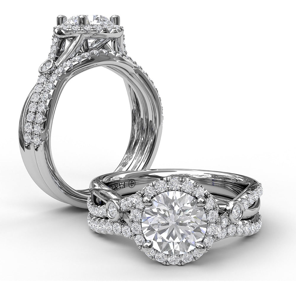 Curved Diamond Wedding Band with Shared-Prong Set Round Diamonds by Fana - 0.21 Carat Total Diamond Weight