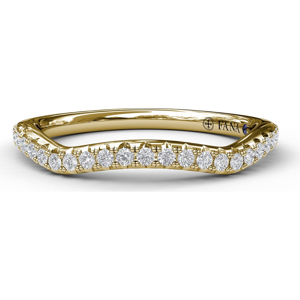 Curved Diamond Wedding Band with Shared-Prong Set Round Diamonds by Fana - 0.21 Carat Total Diamond Weight