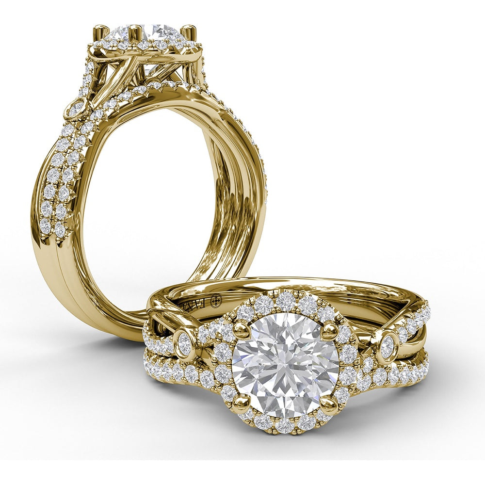 Curved Diamond Wedding Band with Shared-Prong Set Round Diamonds by Fana - 0.21 Carat Total Diamond Weight