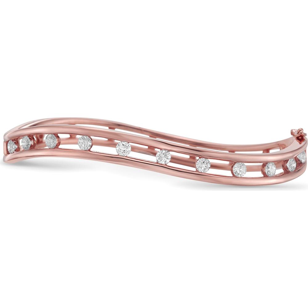Curved Floating Diamond Bangle Bracelet in 18K Rose Gold by Charles Krypell