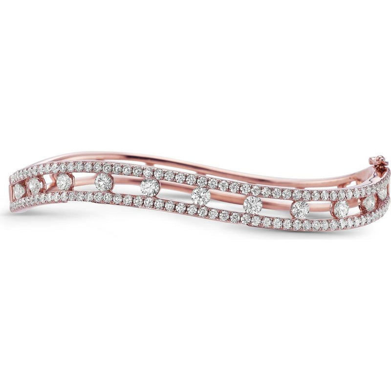 Curved Floating Diamond Bangle Bracelet in 18K Rose Gold by Charles Krypell