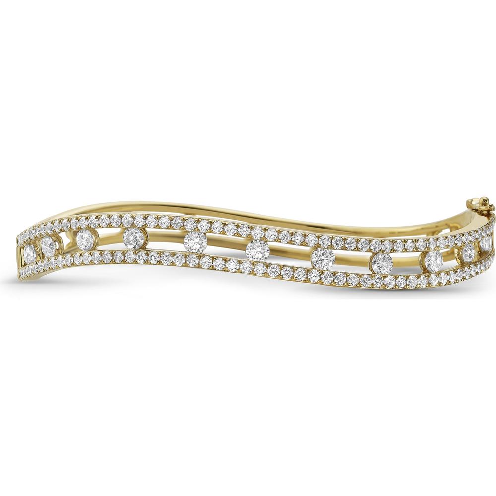 Curved Floating Diamond Bangle Bracelet in 18K Yellow Gold by Charles Krypell