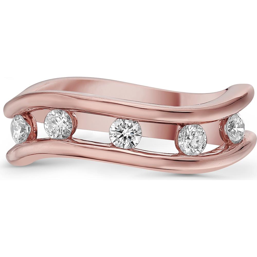 Curved Floating Diamond Ring in 18K Rose Gold by Charles Krypell
