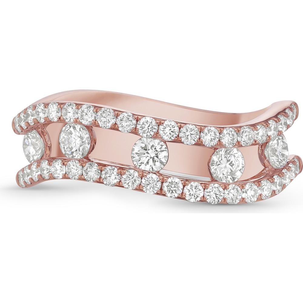 Curved Floating Diamond Ring in 18K Rose Gold by Charles Krypell