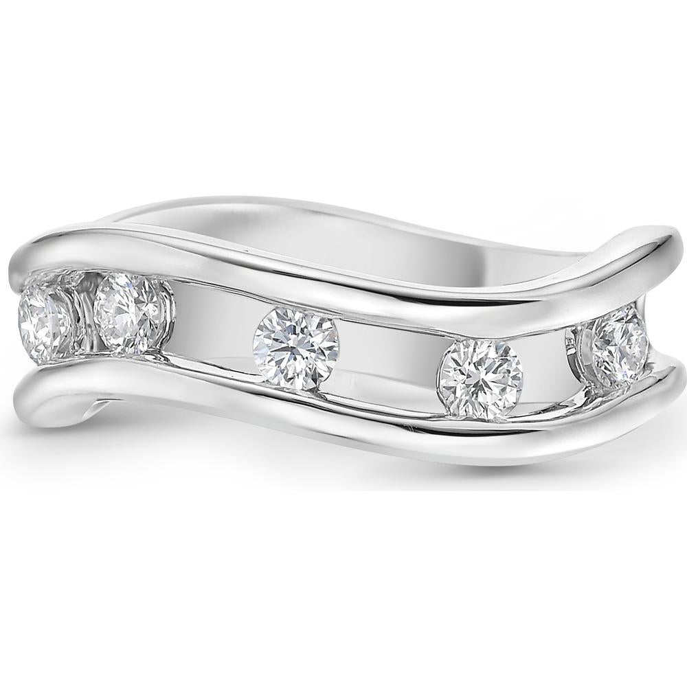 Curved Floating Diamond Ring in 18K White Gold by Charles Krypell