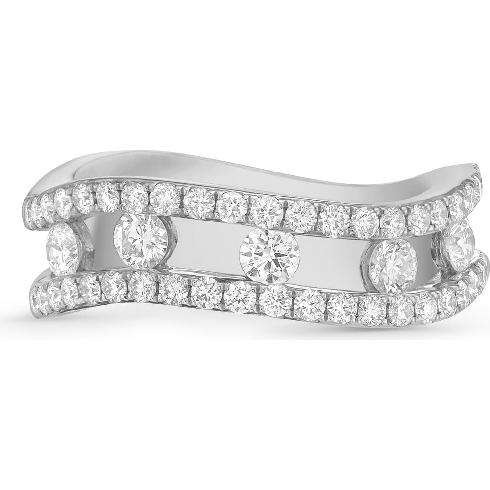 Curved Floating Diamond Ring in 18K White Gold by Charles Krypell
