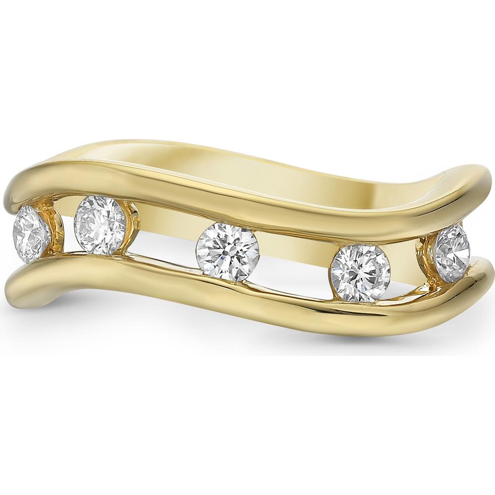 Curved Floating Diamond Ring in 18K Yellow Gold by Charles Krypell