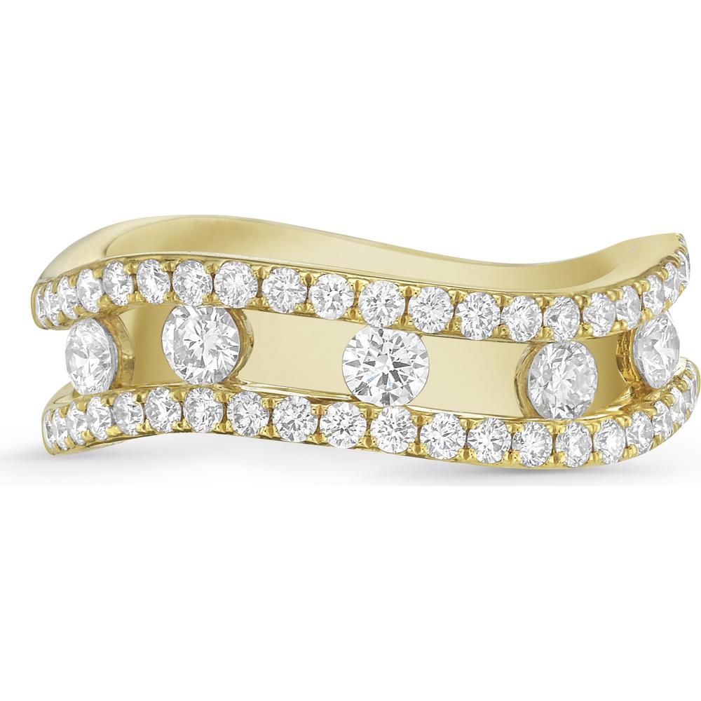 Curved Floating Diamond Ring in 18K Yellow Gold by Charles Krypell
