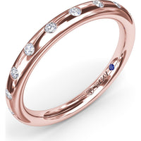 Curved Flush Set Round Diamond Wedding Band by Fana - 0.27 Carat Total Diamond Weight