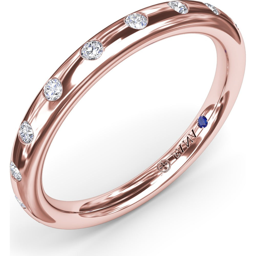 Curved Flush Set Round Diamond Wedding Band by Fana - 0.27 Carat Total Diamond Weight