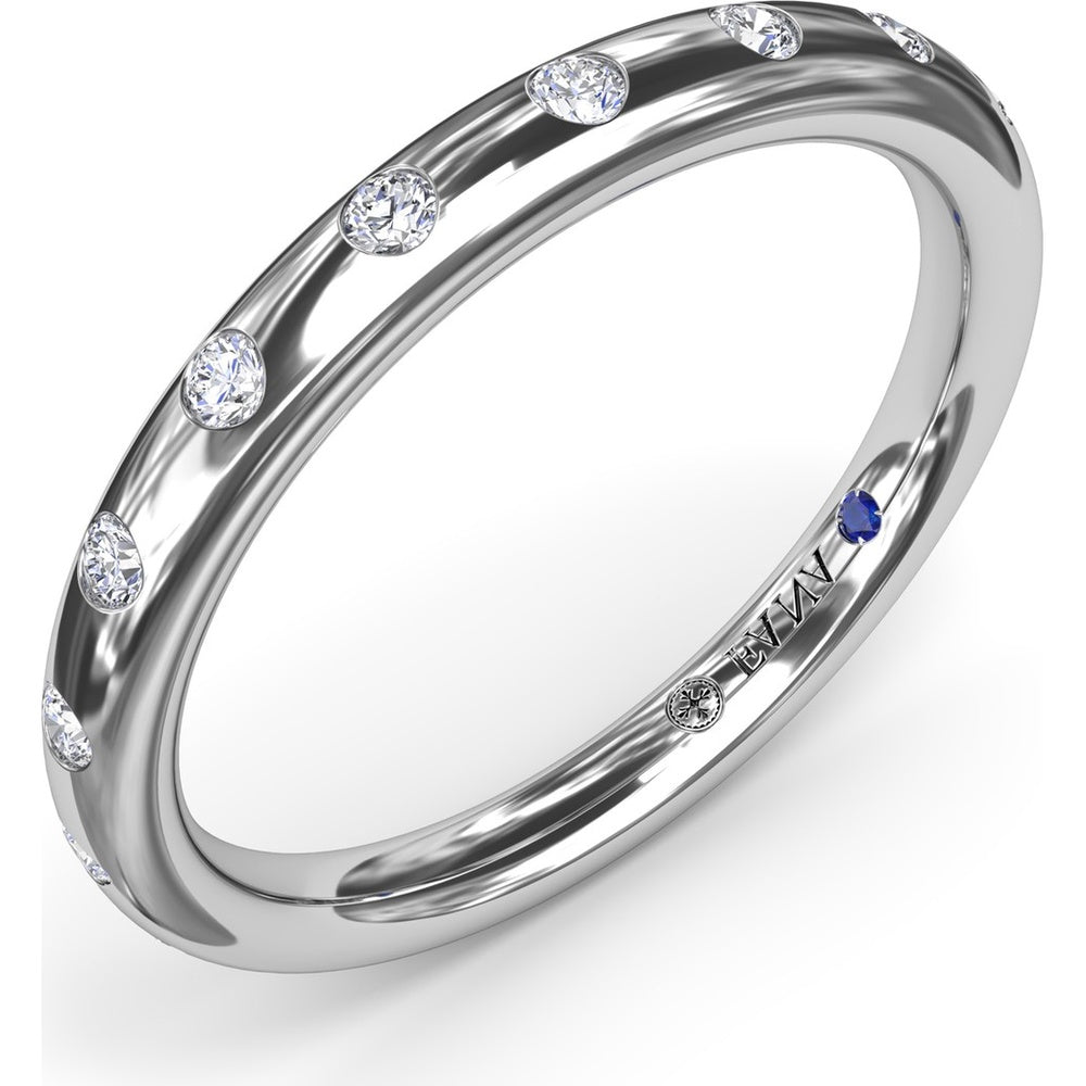 Curved Flush Set Round Diamond Wedding Band by Fana - 0.27 Carat Total Diamond Weight