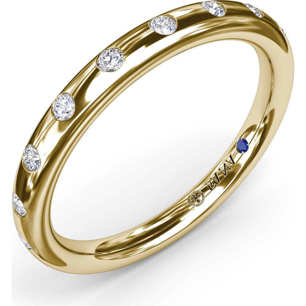 Curved Flush Set Round Diamond Wedding Band by Fana - 0.27 Carat Total Diamond Weight