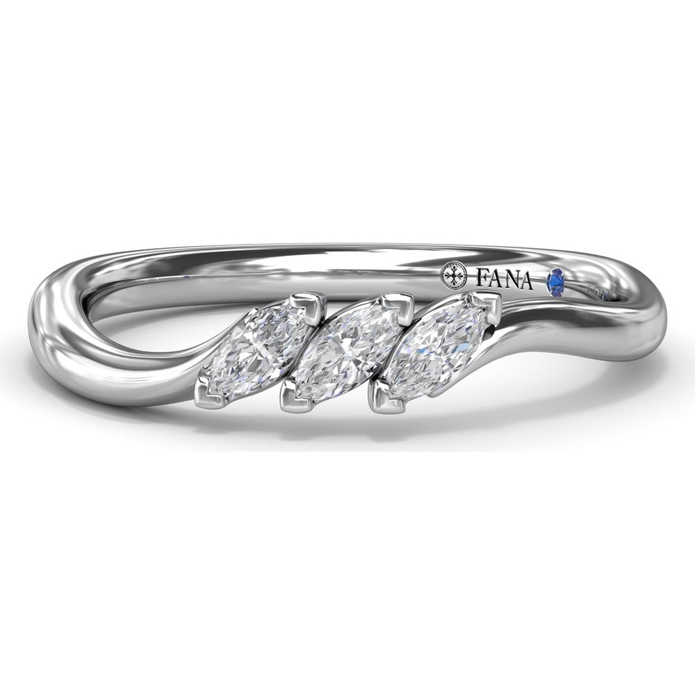 Curved Marquise Diamond Band with Three Stone Prong Setting by Fana - 0.21 Carat Total Diamond Weight