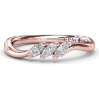 Curved Marquise Diamond Band with Three Stone Prong Setting by Fana - 0.21 Carat Total Diamond Weight