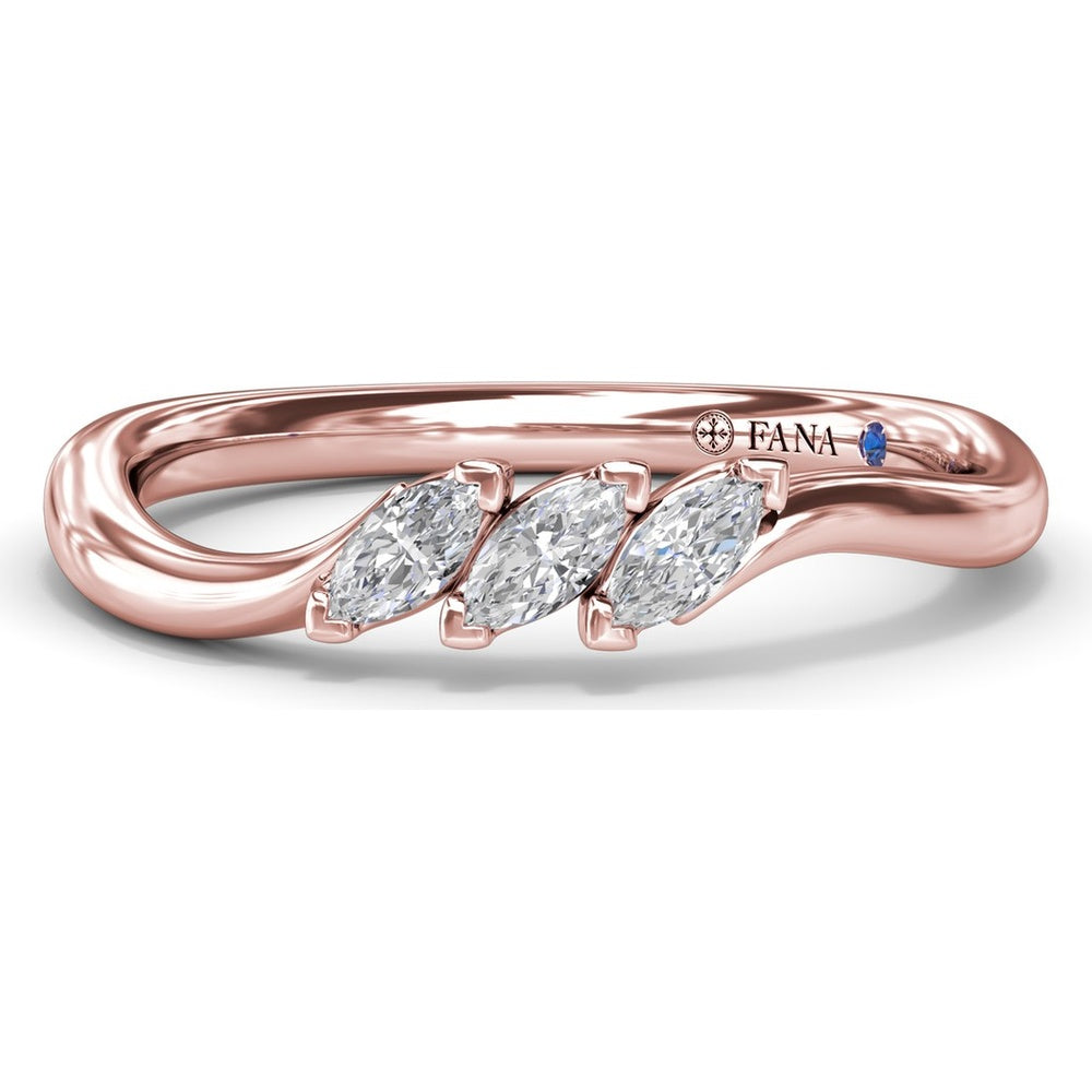 Curved Marquise Diamond Band with Three Stone Prong Setting by Fana - 0.21 Carat Total Diamond Weight