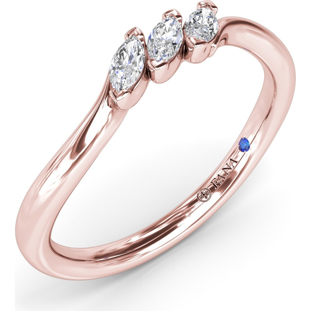 Curved Marquise Diamond Band with Three Stone Prong Setting by Fana - 0.21 Carat Total Diamond Weight