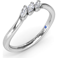 Curved Marquise Diamond Band with Three Stone Prong Setting by Fana - 0.21 Carat Total Diamond Weight