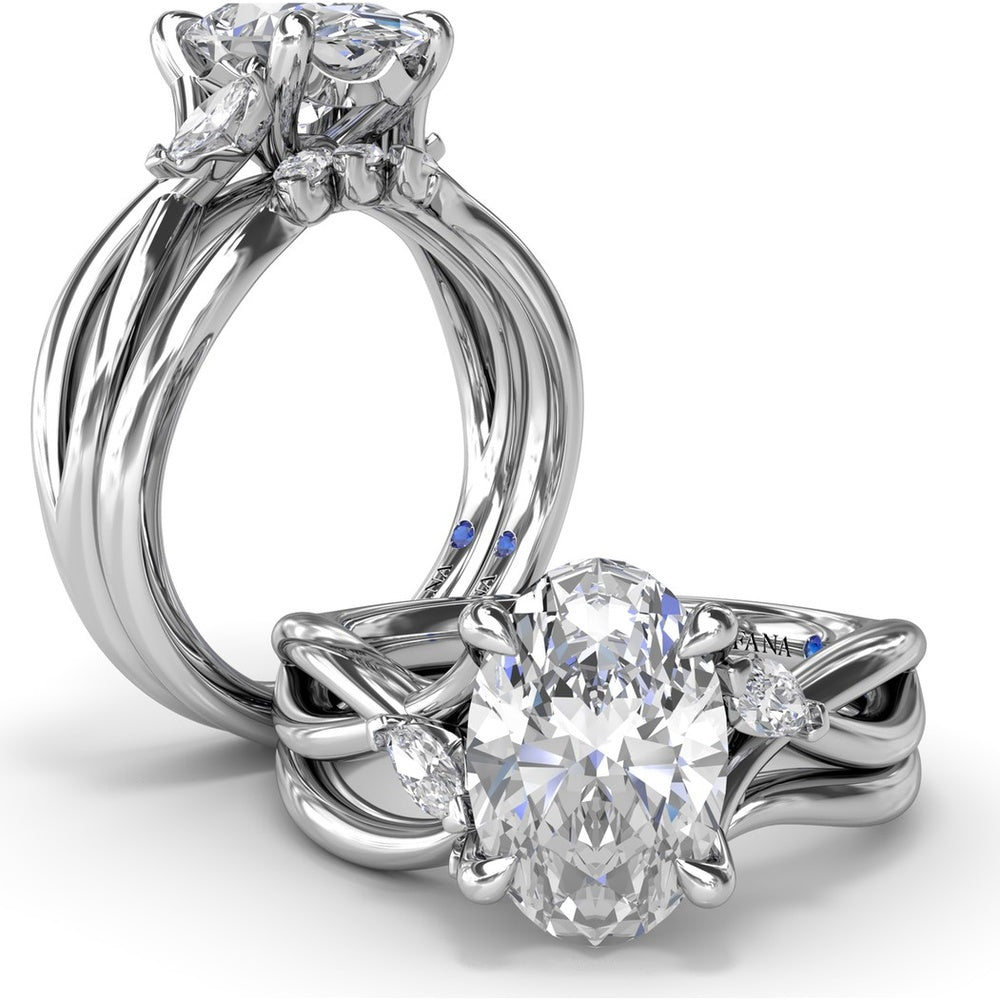 Curved Marquise Diamond Band with Three Stone Prong Setting by Fana - 0.21 Carat Total Diamond Weight