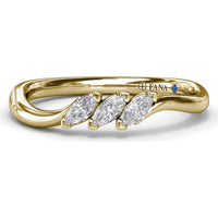 Curved Marquise Diamond Band with Three Stone Prong Setting by Fana - 0.21 Carat Total Diamond Weight