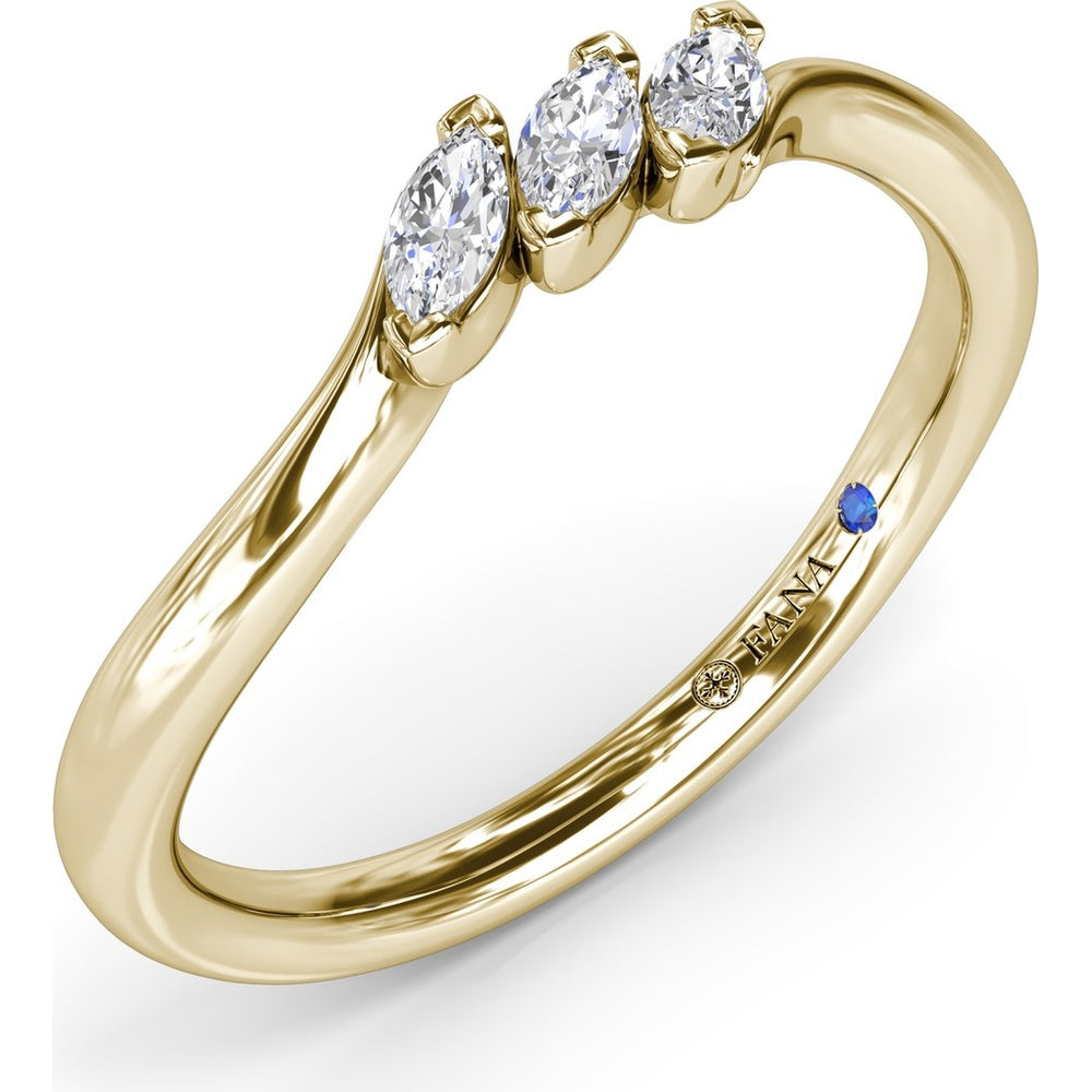 Curved Marquise Diamond Band with Three Stone Prong Setting by Fana - 0.21 Carat Total Diamond Weight