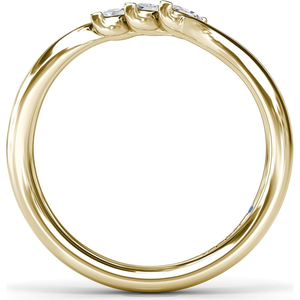 Curved Marquise Diamond Band with Three Stone Prong Setting by Fana - 0.21 Carat Total Diamond Weight