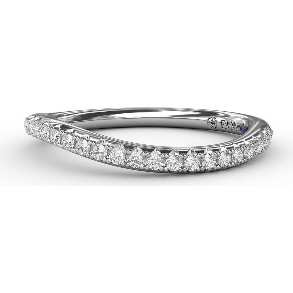 Curved Pavé Diamond Wedding Band with Round Diamonds by Fana - 0.18 Carat Total Diamond Weight