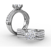 Curved Pavé Diamond Wedding Band with Round Diamonds by Fana - 0.18 Carat Total Diamond Weight
