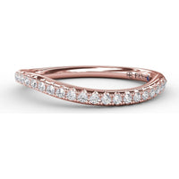 Curved Pavé Diamond Wedding Band with Round Diamonds by Fana - 0.18 Carat Total Diamond Weight