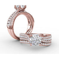 Curved Pavé Diamond Wedding Band with Round Diamonds by Fana - 0.18 Carat Total Diamond Weight