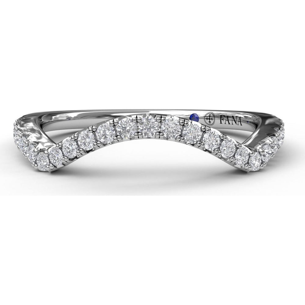 Curved Pavé Diamond Wedding Band with Round Diamonds by Fana - 0.25 Carat Total Diamond Weight