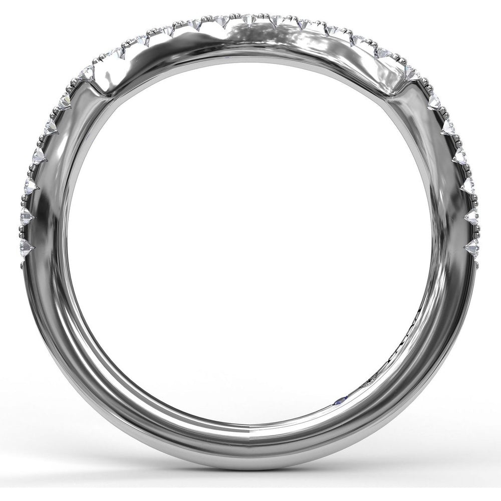 Curved Pavé Diamond Wedding Band with Round Diamonds by Fana - 0.25 Carat Total Diamond Weight