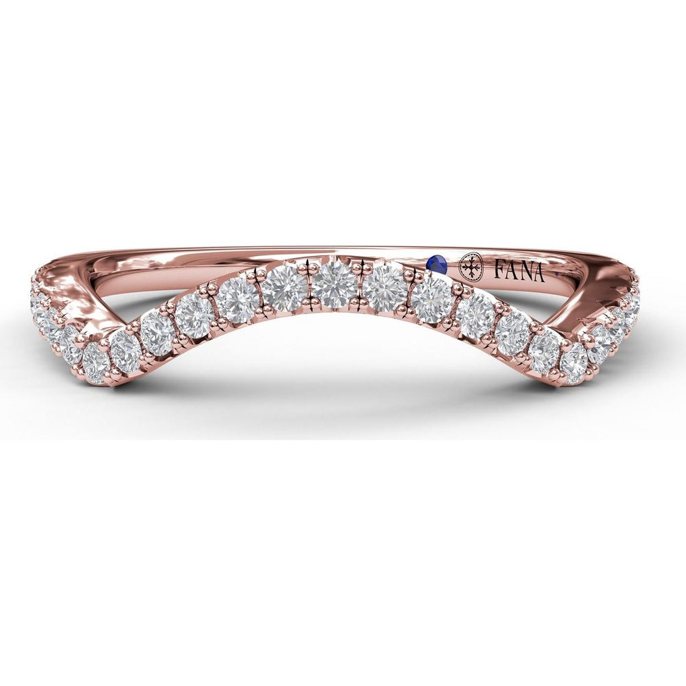 Curved Pavé Diamond Wedding Band with Round Diamonds by Fana - 0.25 Carat Total Diamond Weight