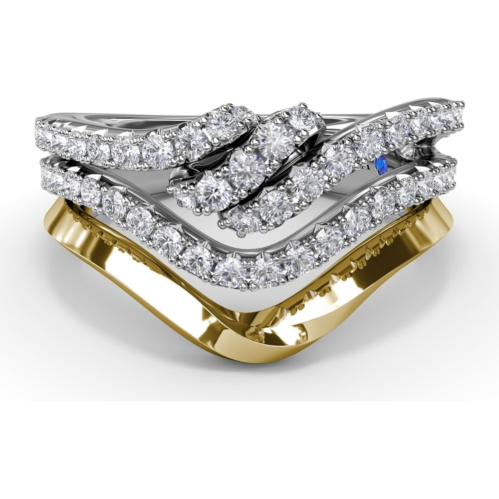 Curved Spyre Ring with Pavé Set Round Diamonds by Fana - 0.71 Carat Total Diamond Weight
