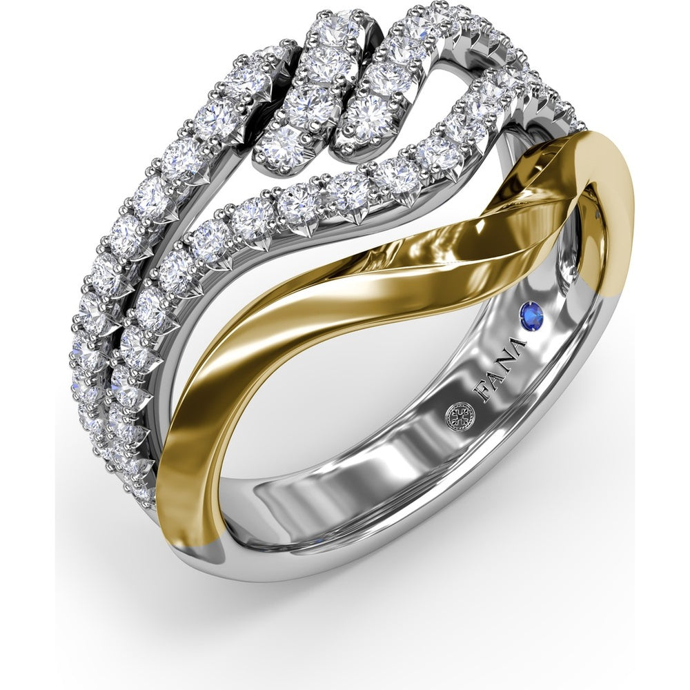 Curved Spyre Ring with Pavé Set Round Diamonds by Fana - 0.71 Carat Total Diamond Weight