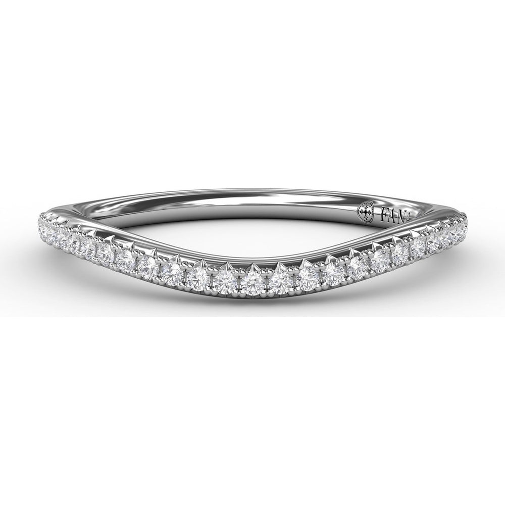 Curved Wedding Band with Pavé Set Round Diamonds by Fana - 0.15 Carat Total Diamond Weight