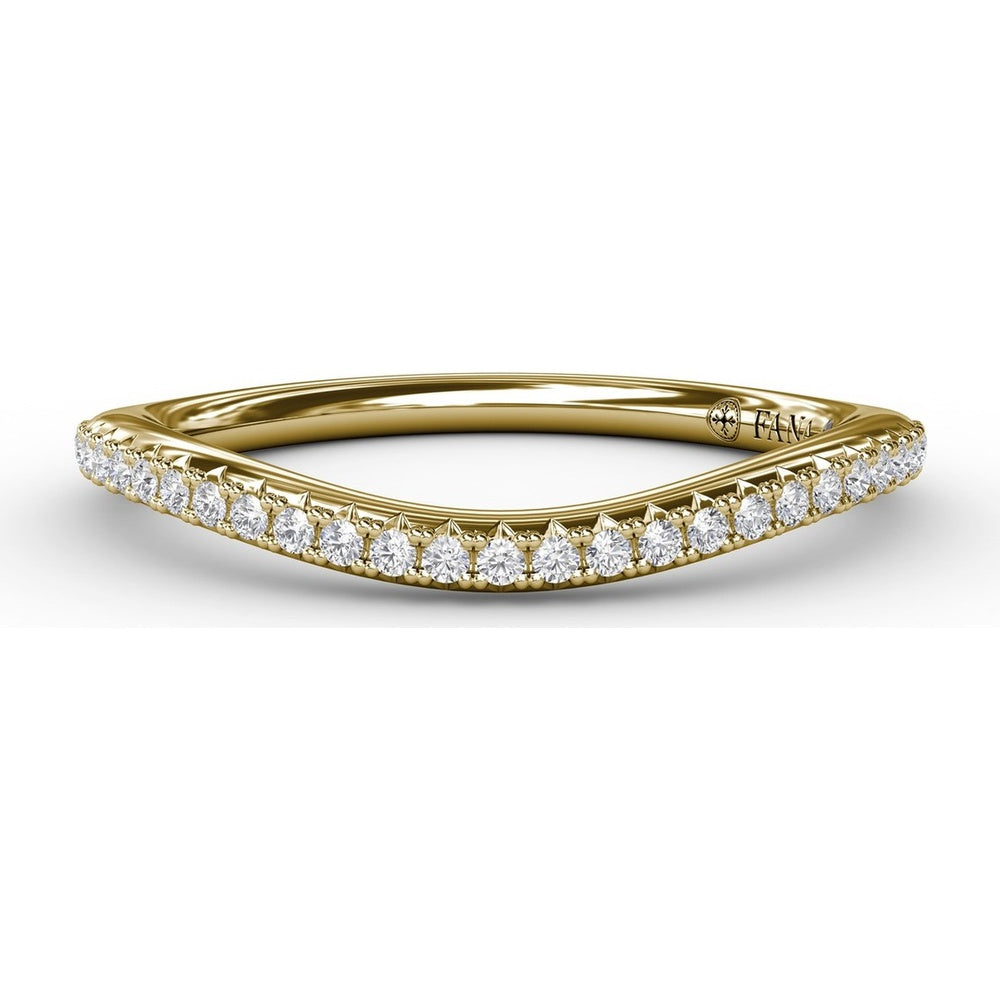 Curved Wedding Band with Pavé Set Round Diamonds by Fana - 0.15 Carat Total Diamond Weight