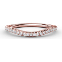 Curved Wedding Band with Pavé Set Round Diamonds by Fana - 0.15 Carat Total Diamond Weight