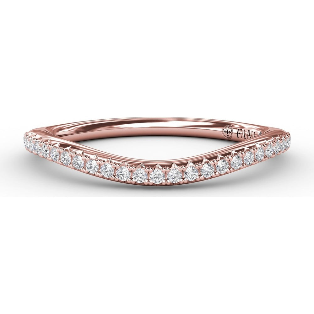 Curved Wedding Band with Pavé Set Round Diamonds by Fana - 0.15 Carat Total Diamond Weight